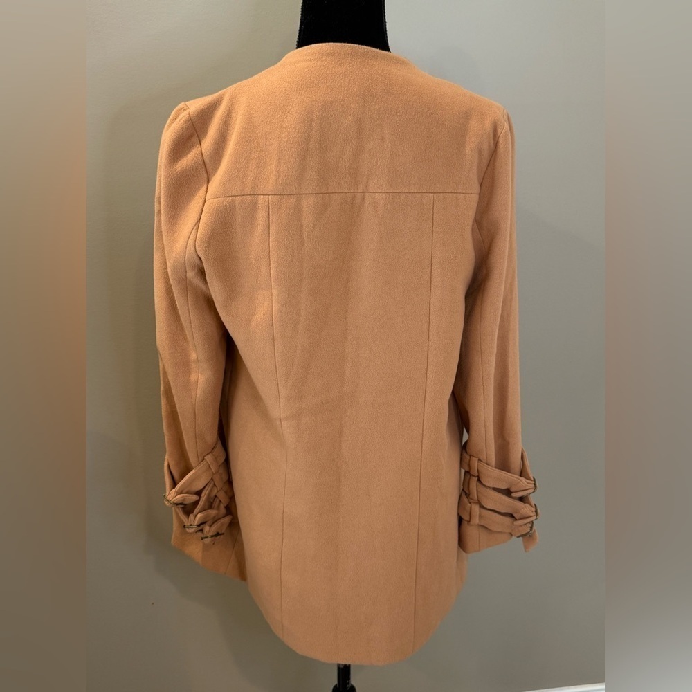 Women’s TWELVE By ONTWELFTH Camel collarless zip front jacket- Size Medium - Picture 3 of 10